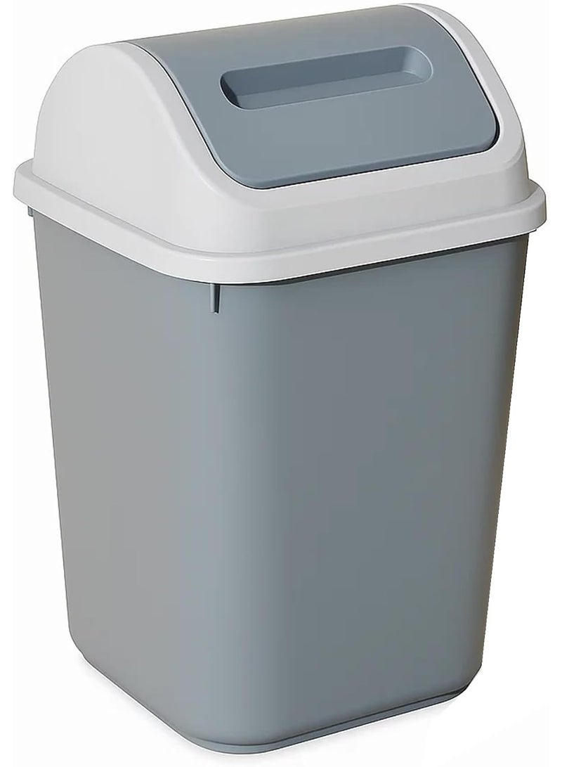 Dunekart 14L Flip-Top Waste Bin With Swing Lid, Pearl Grey - Image 1